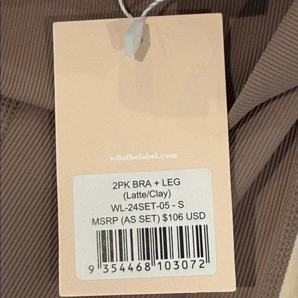 WILO The Label 2 Piece Sports Bra and Leggings Brown High Waist Stripe Ribbed S - Picture 3 of 16